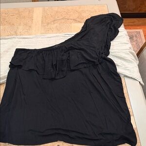 Lane Bryant Black One-Shoulder Ruffle Tank